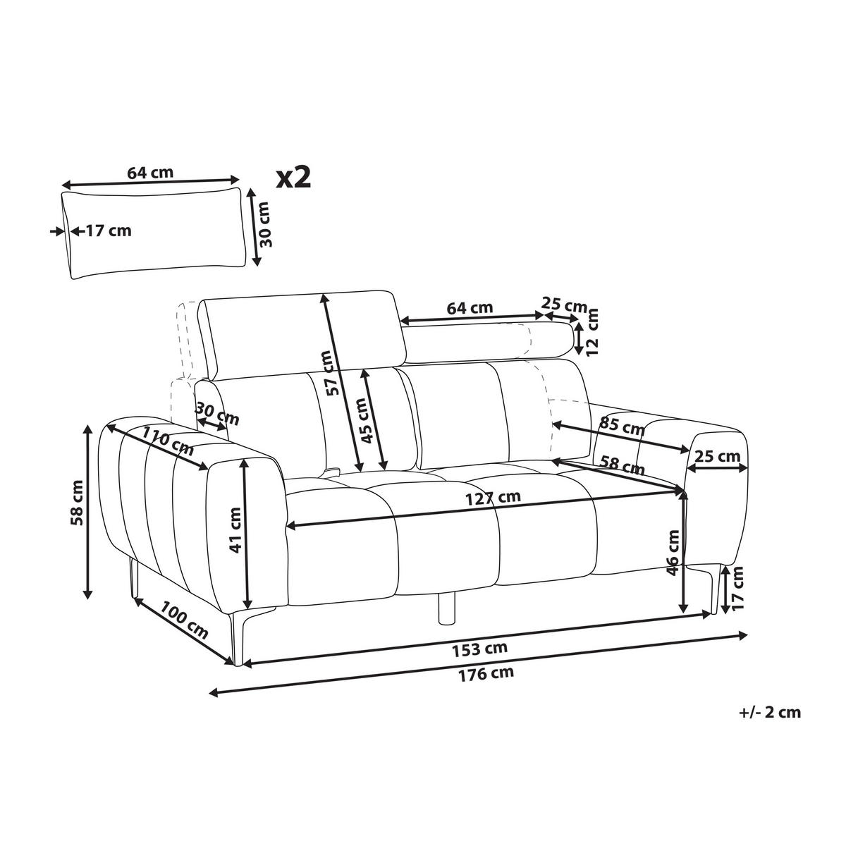 2-SITZER-SOFA beige Vegamo - Beige, Textil (176/97/110cm) - Beliani