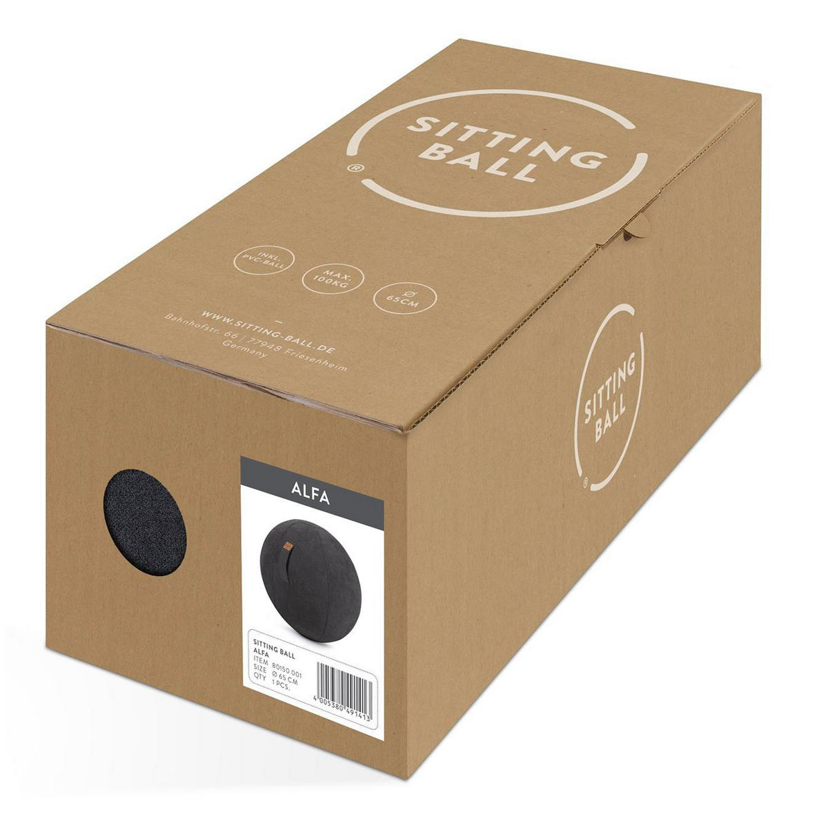 SITZBALL ALFA - Schwarz, Textil (65/65/65cm) - Magma Heimtexx