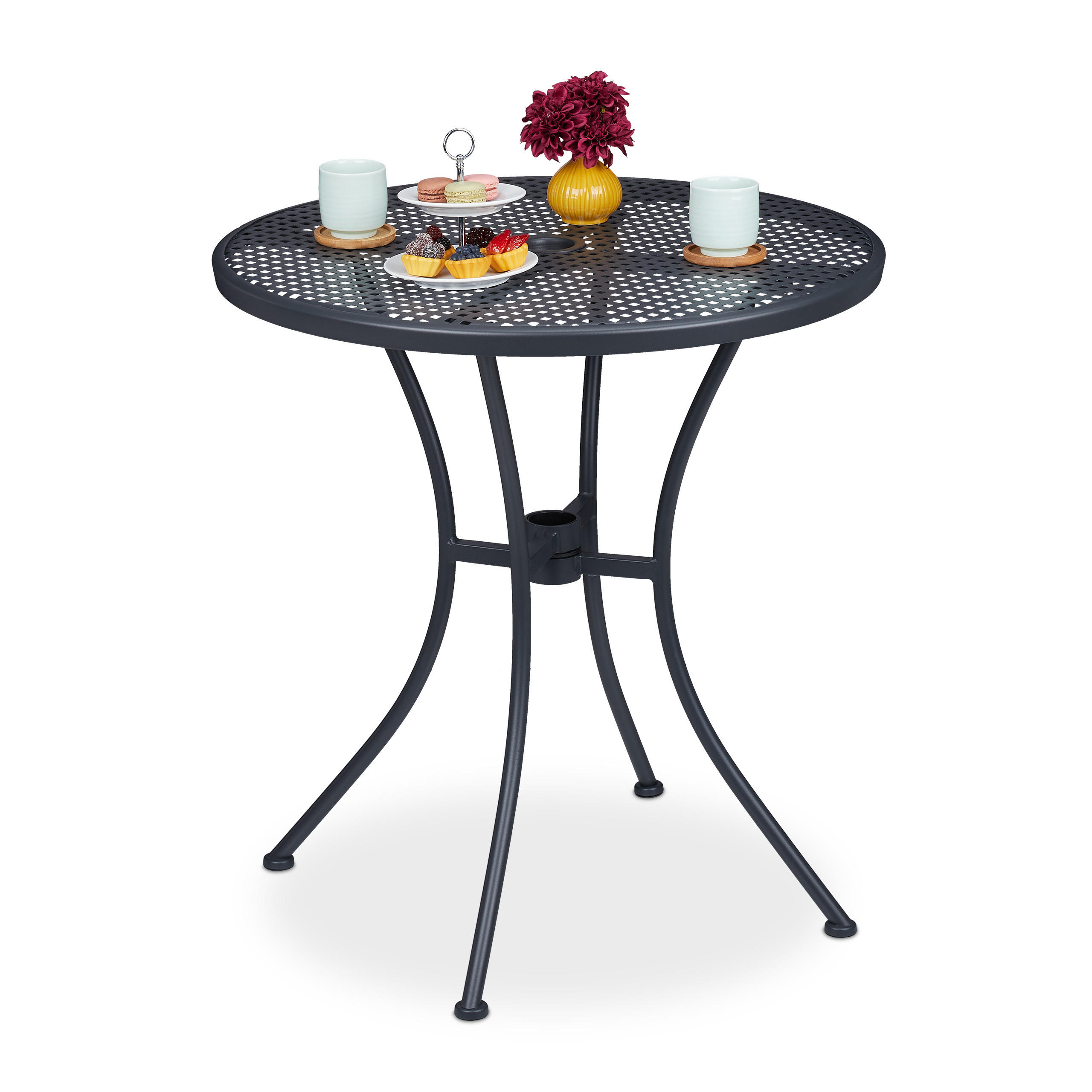 GARTENTISCH - Anthrazit, Metall (70/70/72cm) - Relaxdays