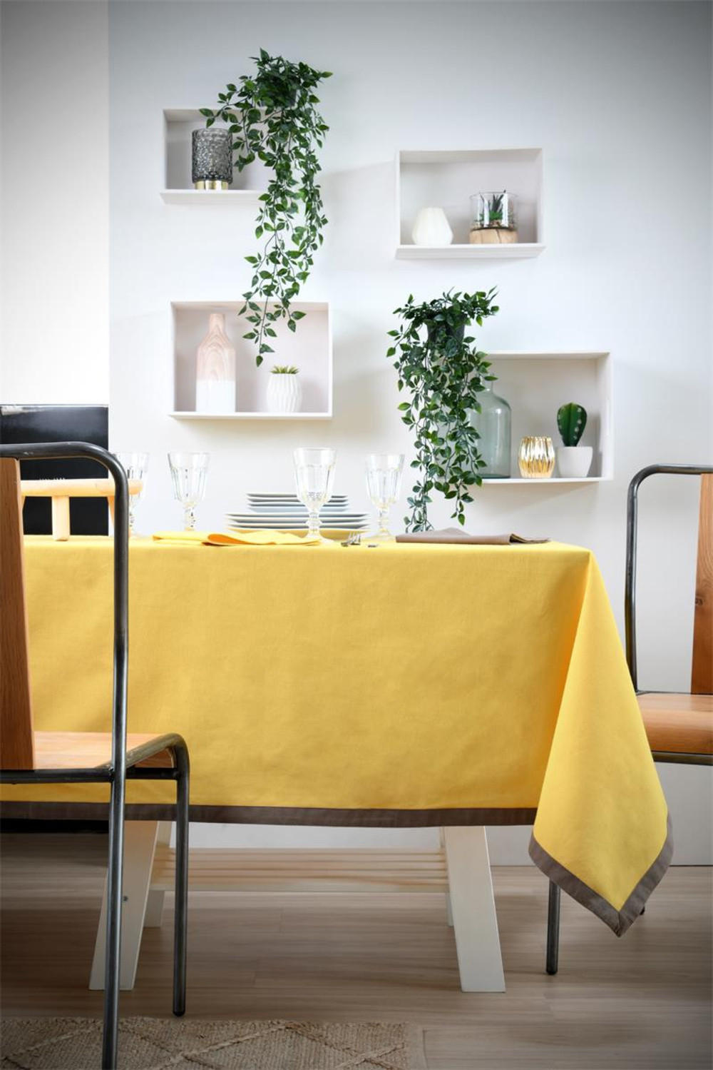 TISCHDECKE Baumwolle Duo 140/240 cm - Gelb, Naturmaterialien (140cm)