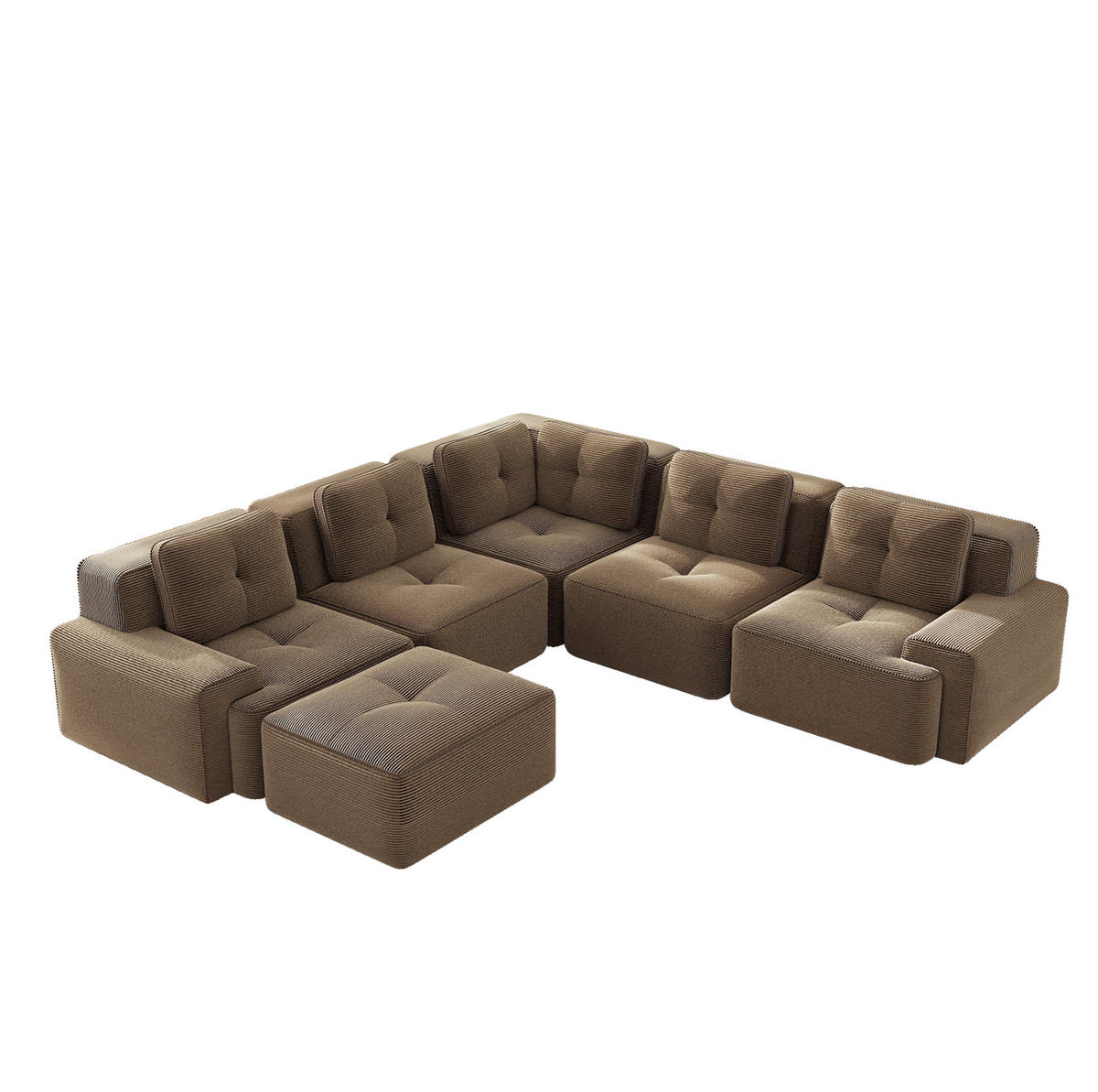 ECKSOFA modulares Design Cordstoff Braun - Braun, Kunststoff (295/295cm) - Meubliv