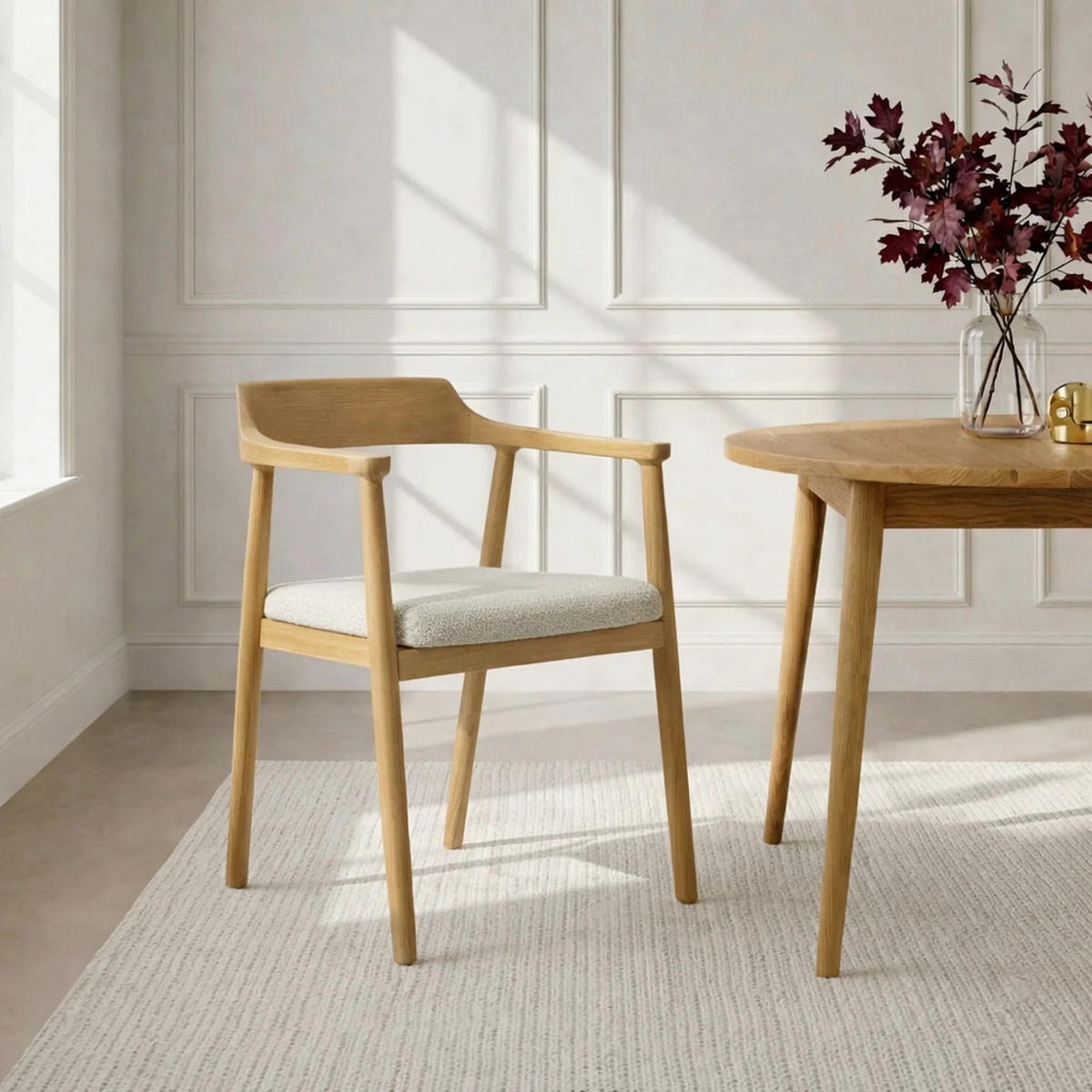 ESSZIMMERSTUHL Bergen beiger Sitz - Beige, Holz (58/77/59cm) - WOODEK