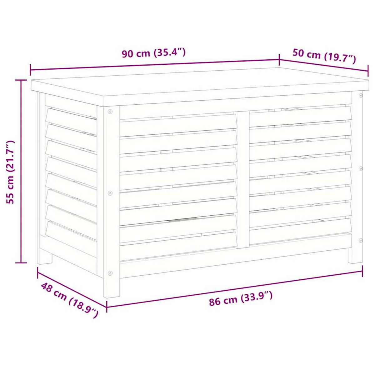 GARTENBOX 90/48/55 Cm Massivholz Eukalyptus - Braun, Holz (48/55/90cm) - vidaXL