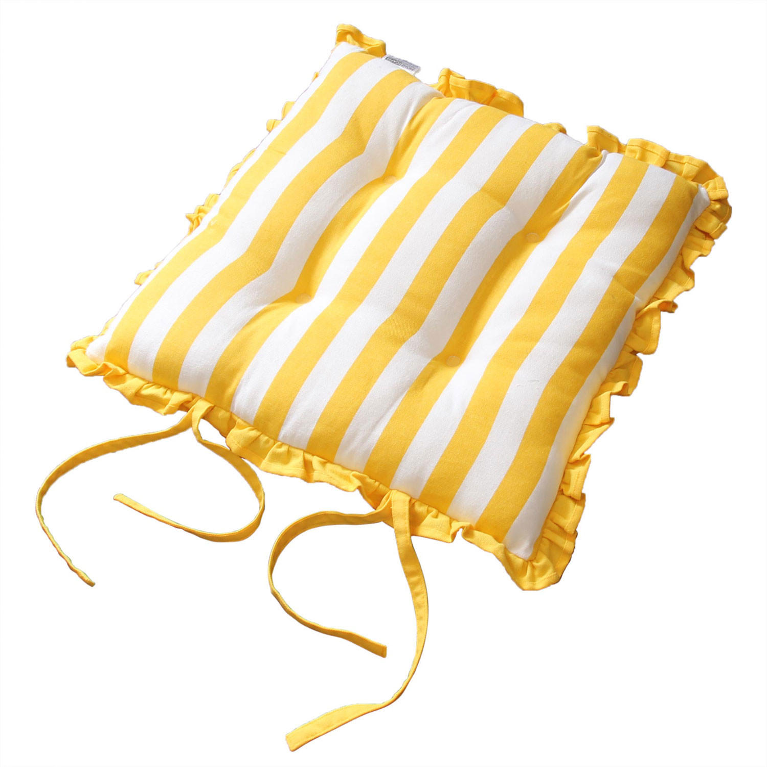 STUHLKISSEN Bunte Punkte mit Rüschen 40/40/5 cm - Gelb, Textil (40/40/5cm) - Homescapes