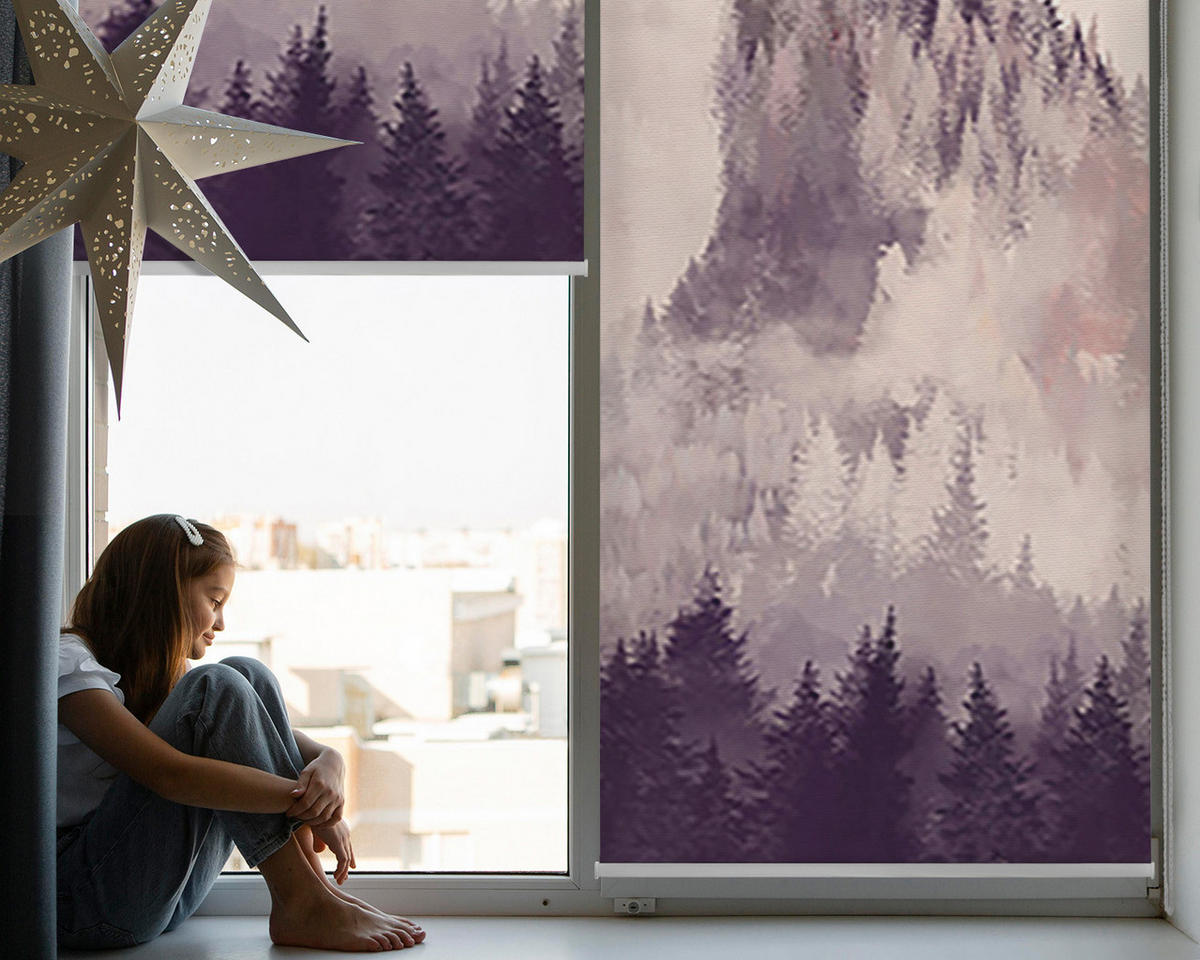 VNÚTORNÁ roleta - okenná roleta - roleta - 100x100 cm - Maľované hory - čierna, plast (100/100/0.5cm) - TULUP