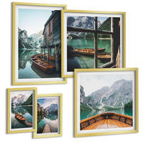 BILDER SET 5er Set - 50x50 cm & 20x30 cm & 40x60 cm Goldrahmen - Haus am Bergsee Łódź - Goldfarben, Kunststoff (40/60cm) - TULUP