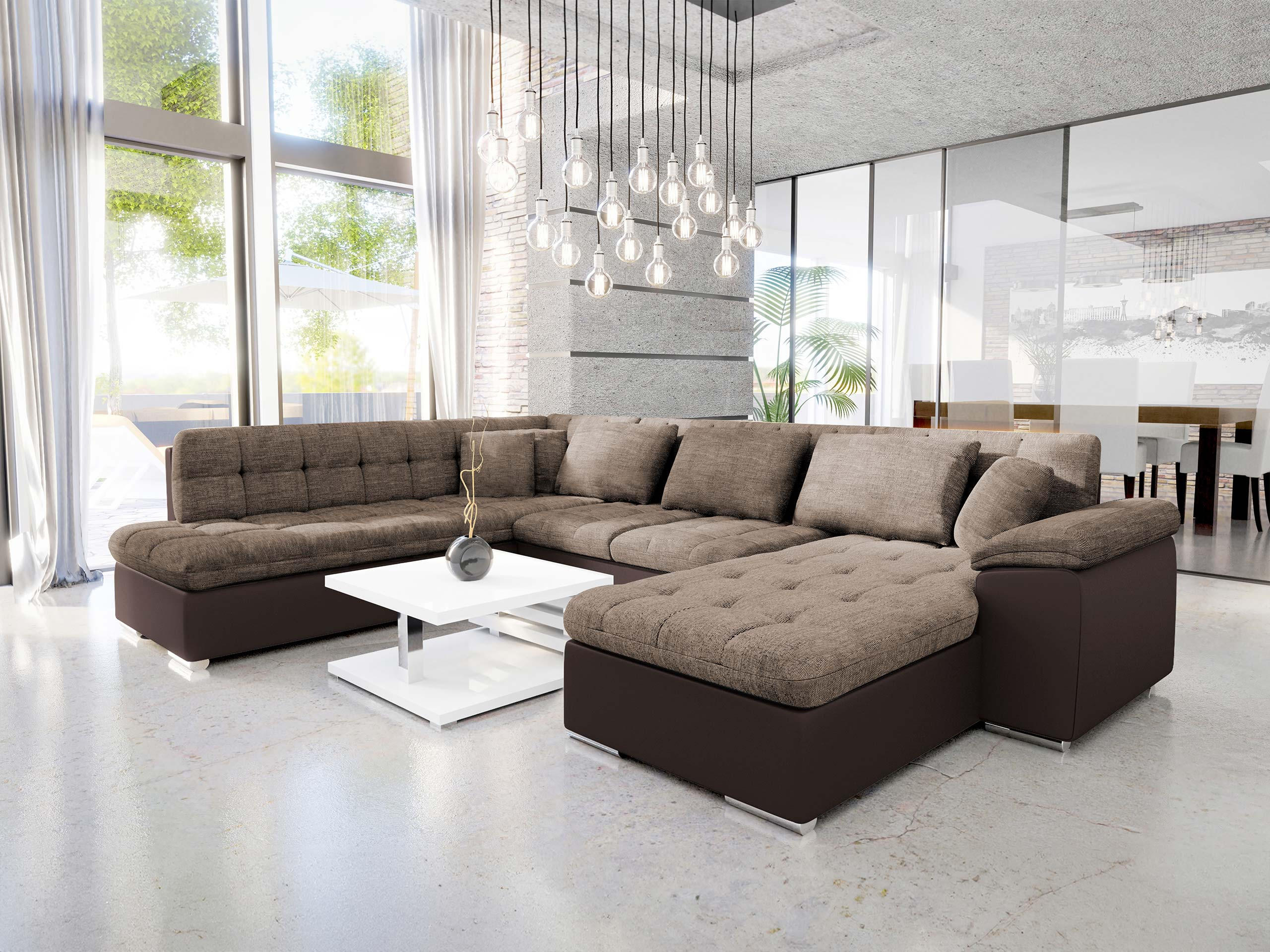 WOHNLANDSCHAFT Niko Bis, Seite: Rechts - Hellbraun, Holz/Textil (348/76/205cm) - MIRJAN24