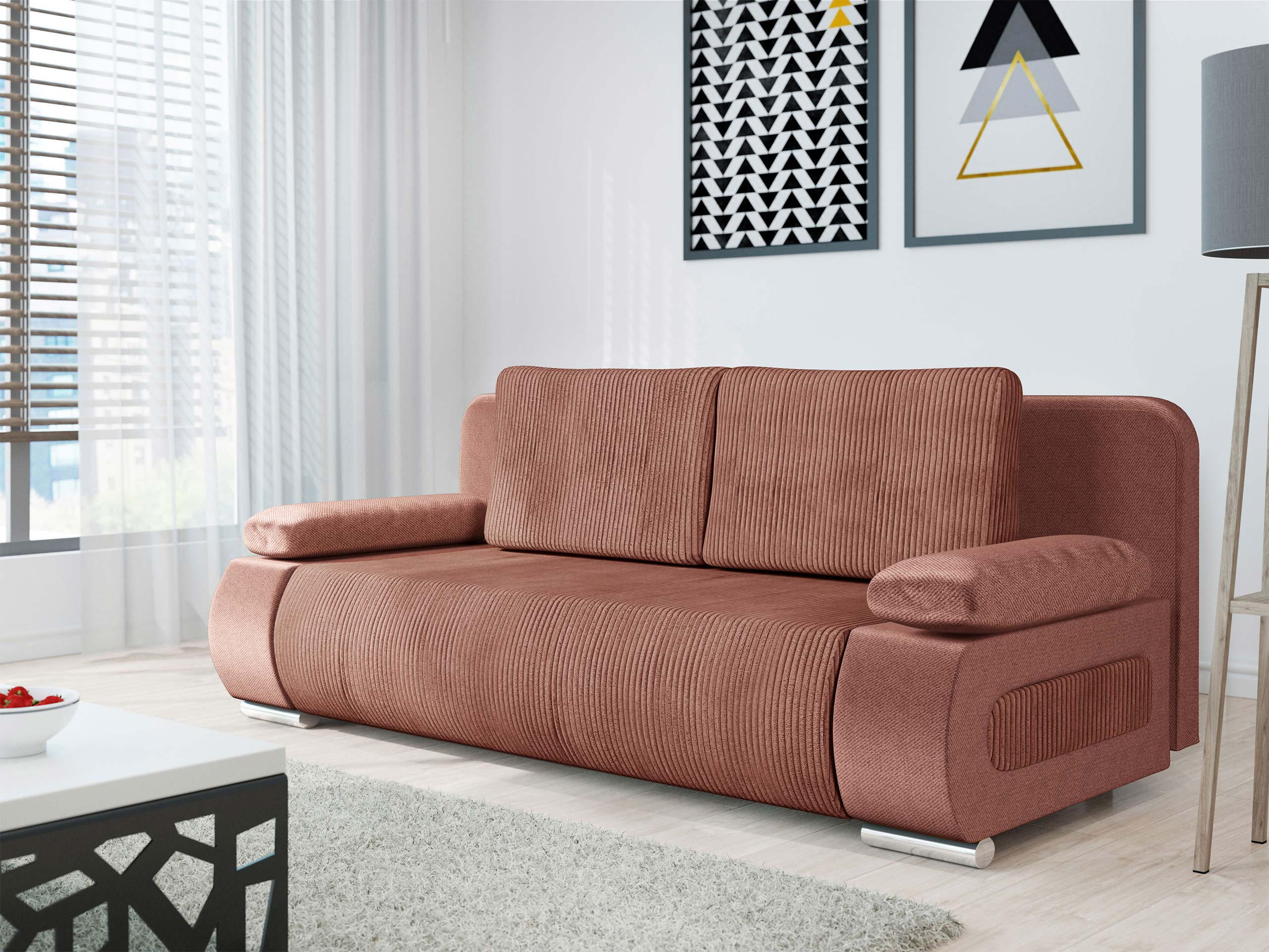 SCHLAFSOFA Emma Cord - Rosa, Holz/Kunststoff (200/77/92cm) - MIRJAN24