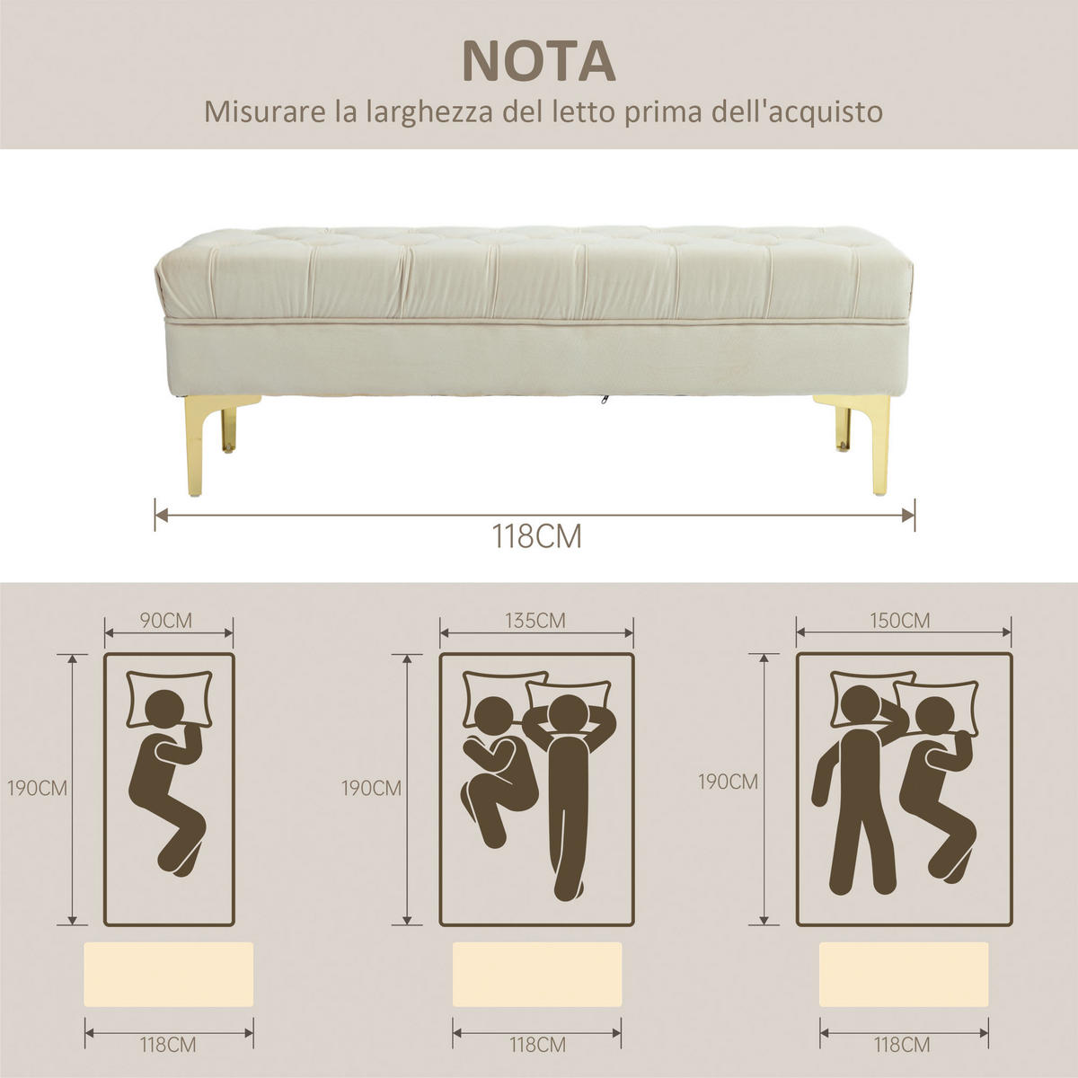 SITZBÄNKE Beige 1 Stück - Beige, Kunststoff (118/42/45cm) - GiPP