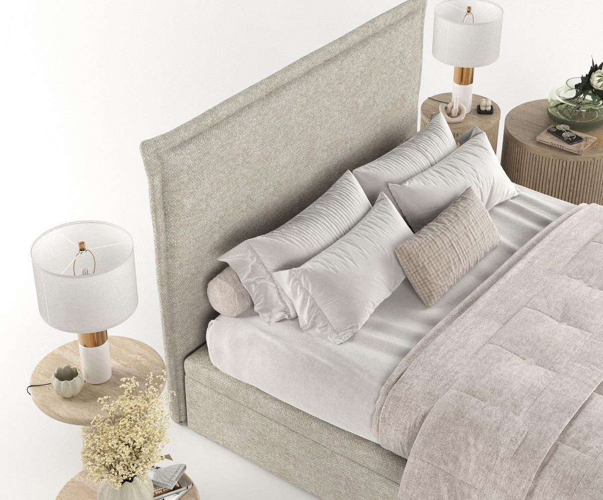 POLSTERBETT Eliot mit Stauraum 120/200 cm Beige im Alta Stoff - Beige/Schwarz, Holz/Holzwerkstoff (120/200cm) - AltaBeds