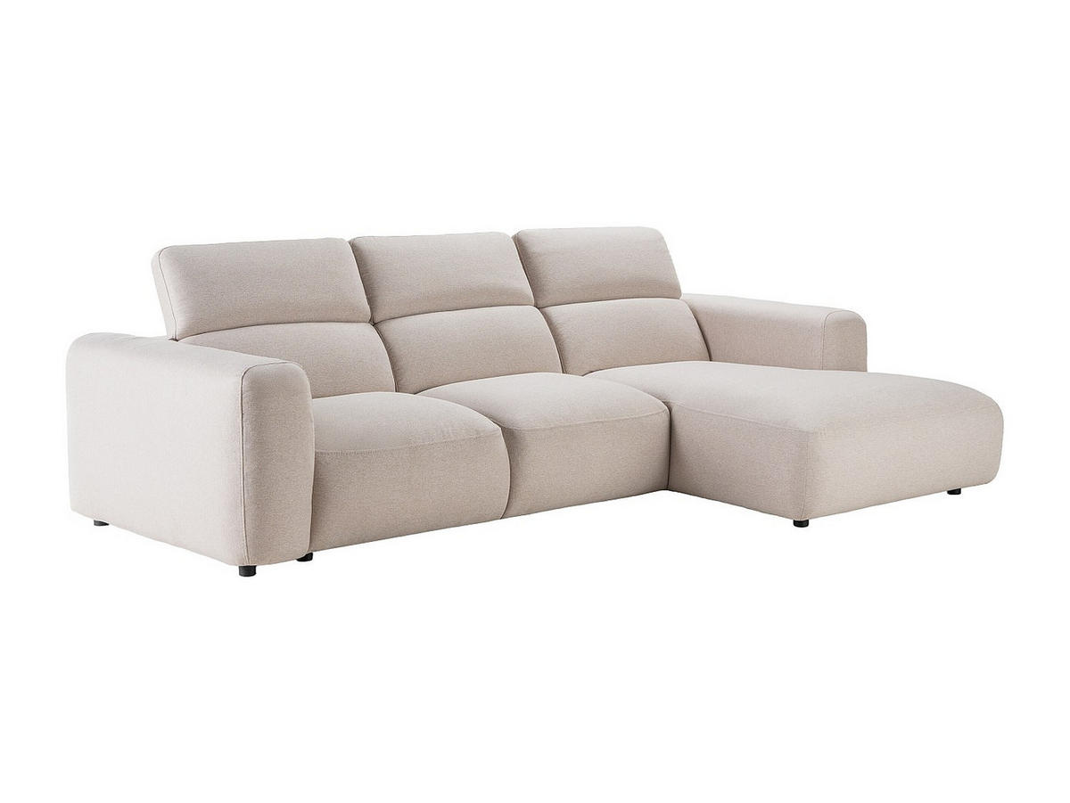 ECKSOFA rechts – melierter Stoff – Beige – NELORIM - Beige, Textil (279/175cm) - Vente-Unique