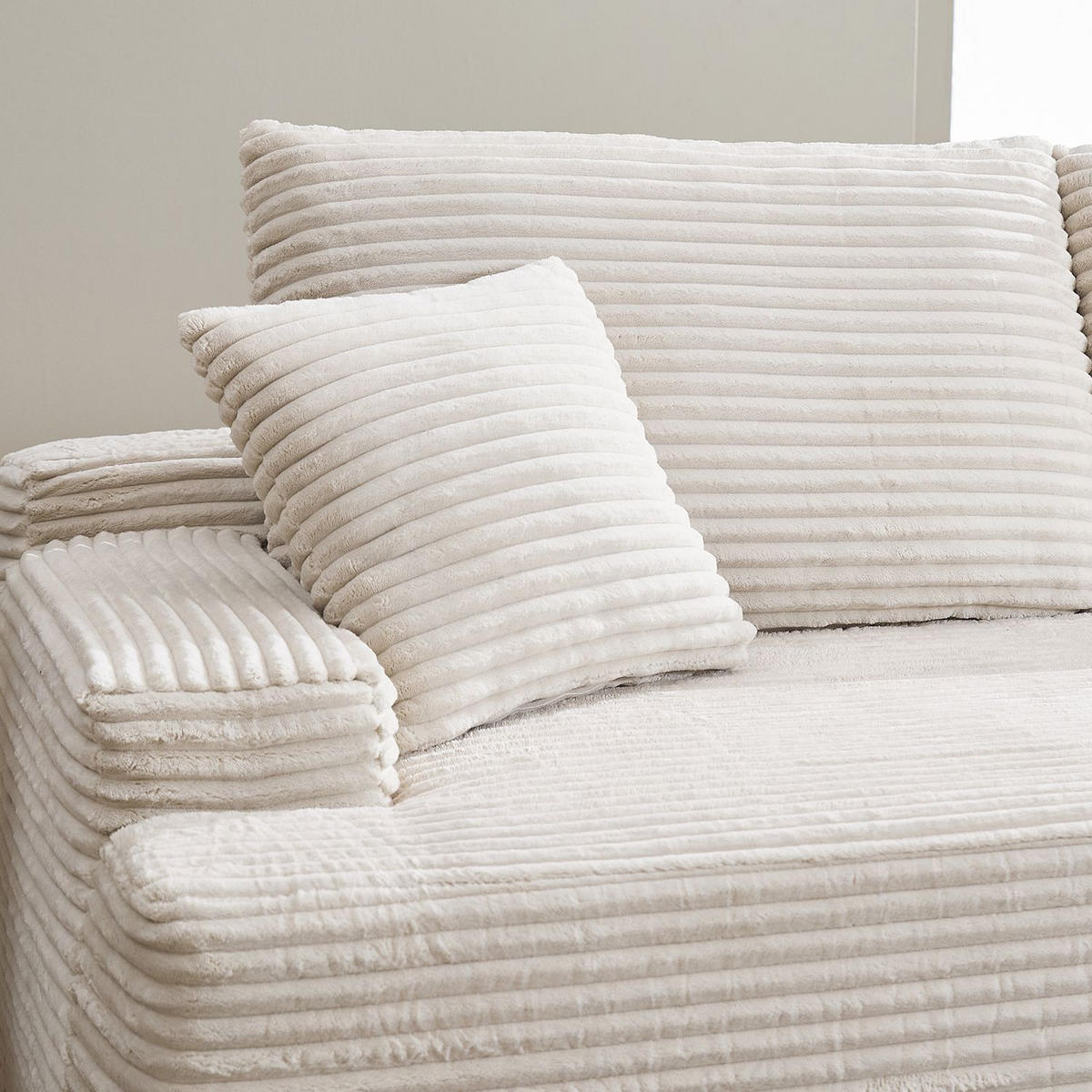 SOFA Coredo beige Cord - Beige, Textil (250/155cm) - Juskys