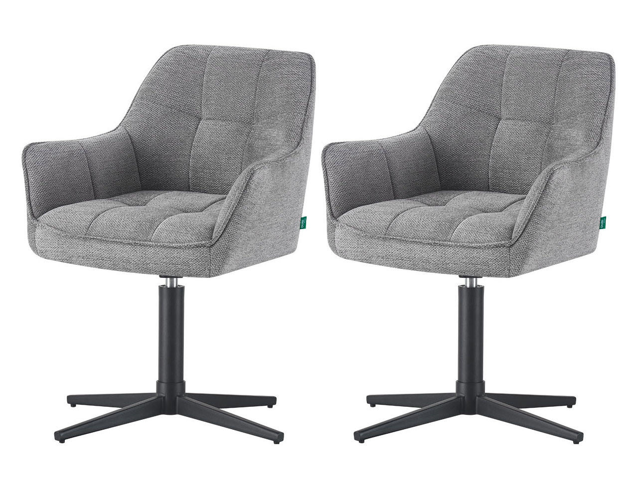 ESSZIMMERSTUHL THOMAS-KIRA 2er-Set 360°drehbar - Schwarz/Grau, Textil (61/81/62cm) - DUBI Möbel