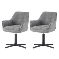 ESSZIMMERSTUHL THOMAS-KIRA 2er-Set 360°drehbar - Schwarz/Grau, Textil (61/81/62cm) - DUBI Möbel