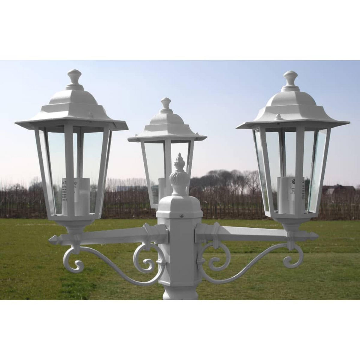 GARTENLATERNE 3-Flammig 215 Cm Weiss Aluminium - Weiß, Metall (55/55/215cm) - vidaXL