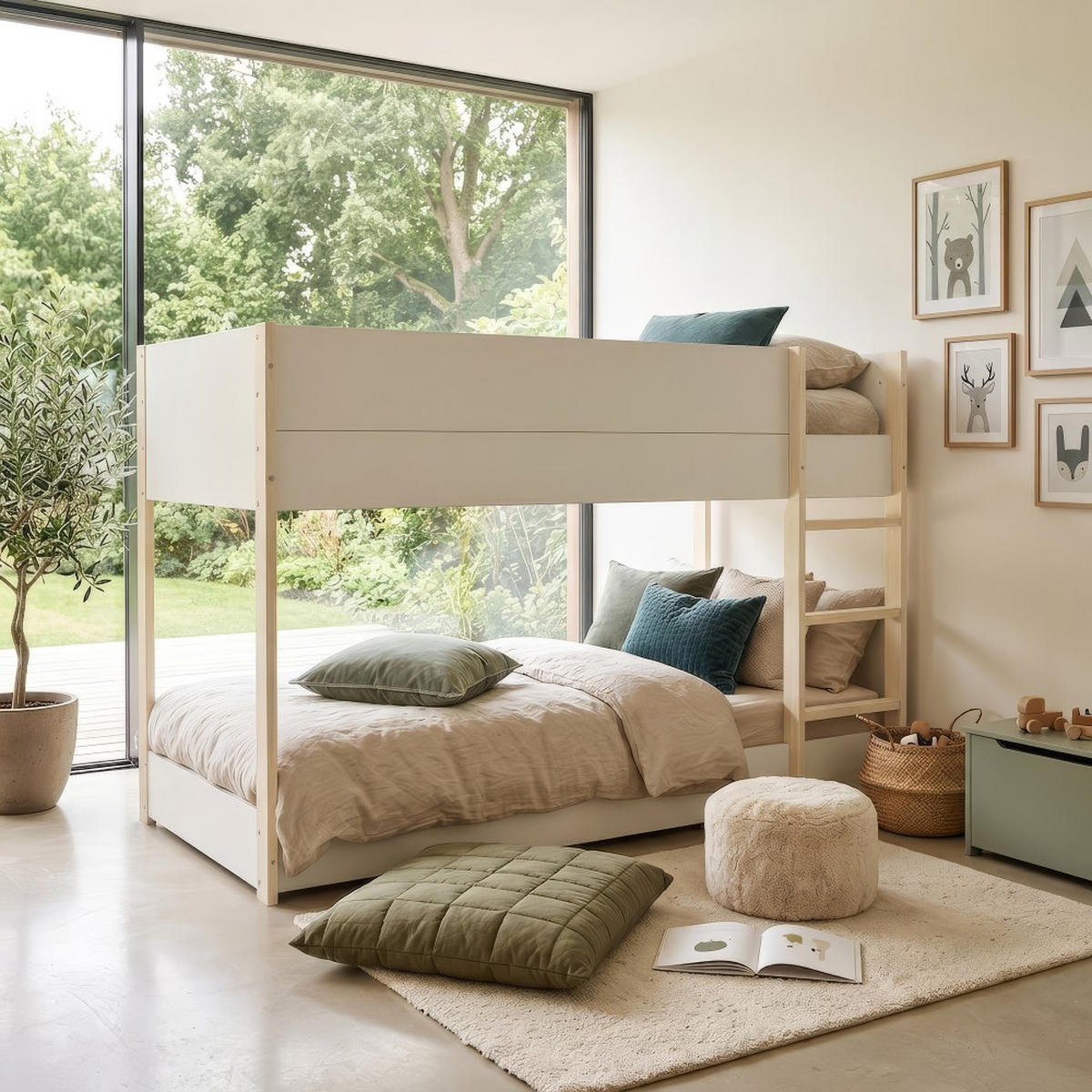 ETAGENBETT BOB / 90x190cm - Weiß und helles Holz - Hellbraun/Weiß, Holz (90/190cm) - Weber Industries