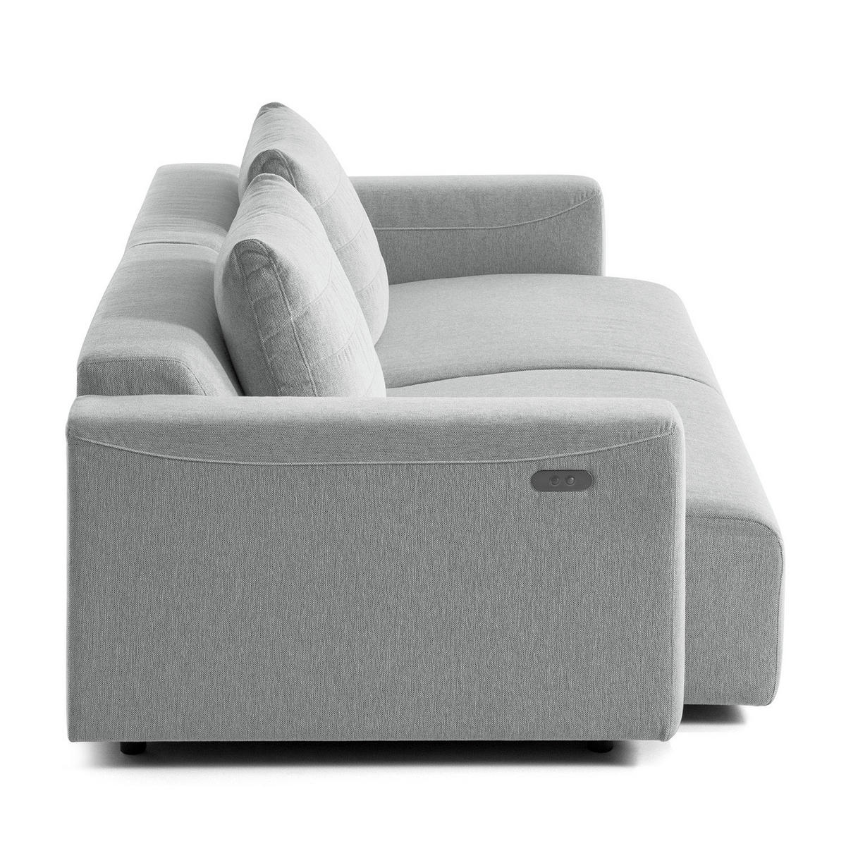 3-SITZER SOFA - Webstoff - Hellgrau, Textil (233/83/100cm) - home24