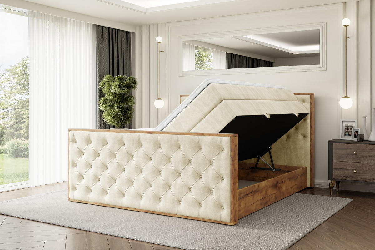 BOXSPRINGBETT mit Matratze H3|H4 und Lattenrost - LOLLI3-Z KING-180x200 - Beige Monolith - Beige, Holzwerkstoff (180/200cm) - ALTDECOR