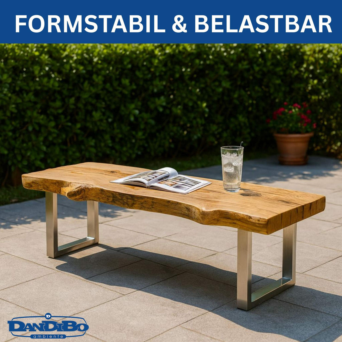 BANKGESTELL Edelstahl 40/43 cm - Edelstahlfarben, Metall (40/43/8cm) - DanDiBo