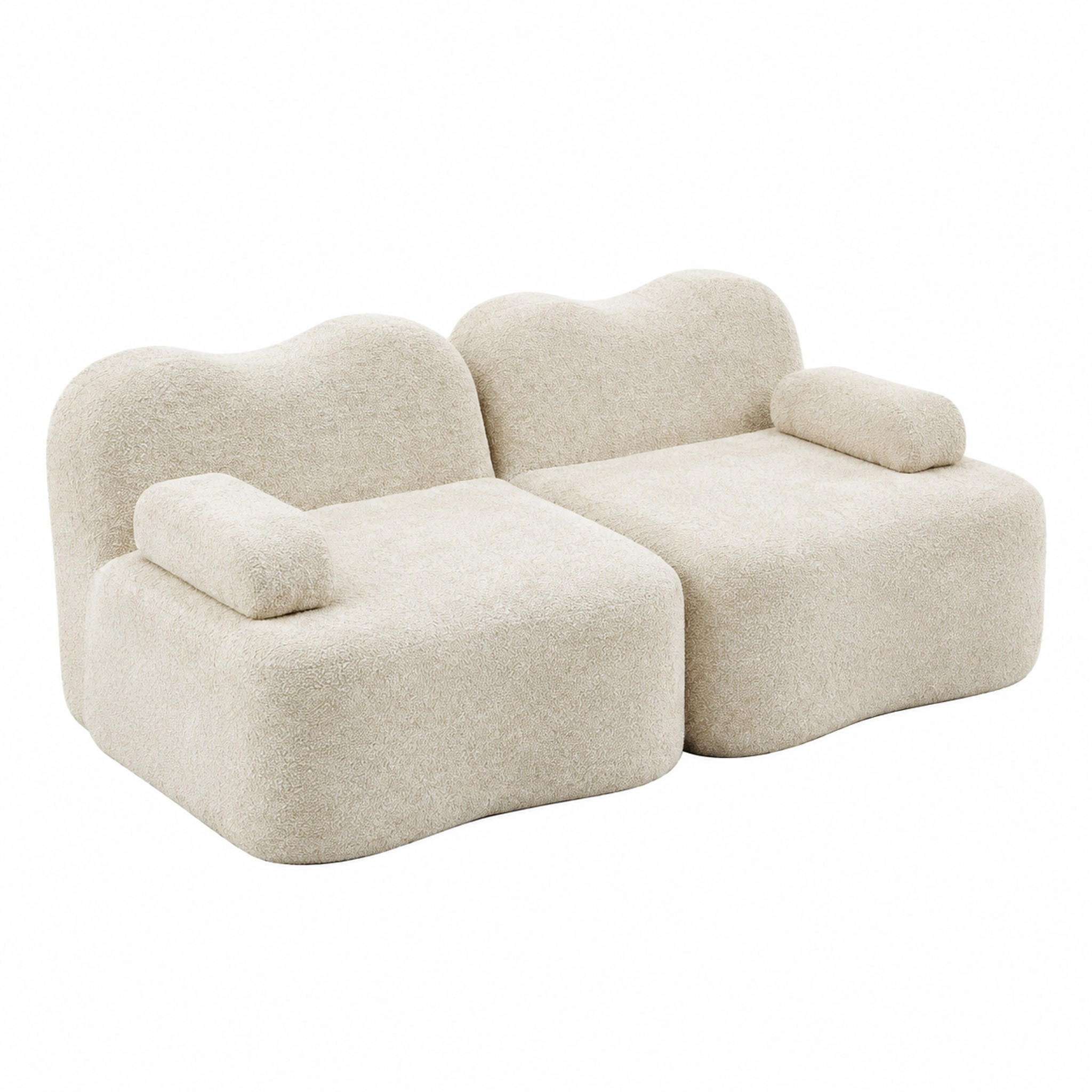SOFA modular Beige Samt ohne Montage - Beige, Holzwerkstoff (98/70/192cm) - Meubliv