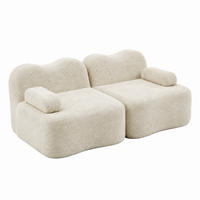 SOFA modular Beige Samt ohne Montage - Beige, Holzwerkstoff (98/70/192cm) - Meubliv