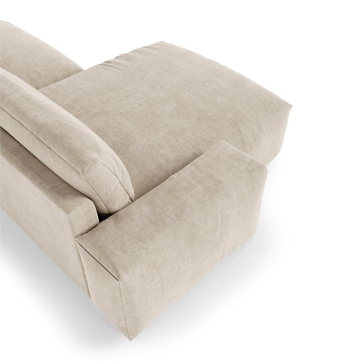 ECKSOFA LINKS Samt Creme 310cm - Creme, Textil (174/310cm) - Sia Home