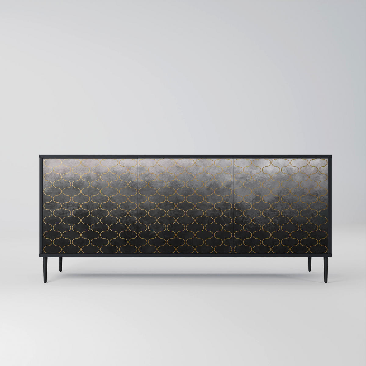 SIDEBOARD TESSELATED GRAYISH, Eicheneffekt, 164,5x42x77,5 cm, 3 Türen - Eichefarben/Buchefarben, Holzwerkstoff/Buchenholz (164.5/77.5/42cm) - SpaceRebels