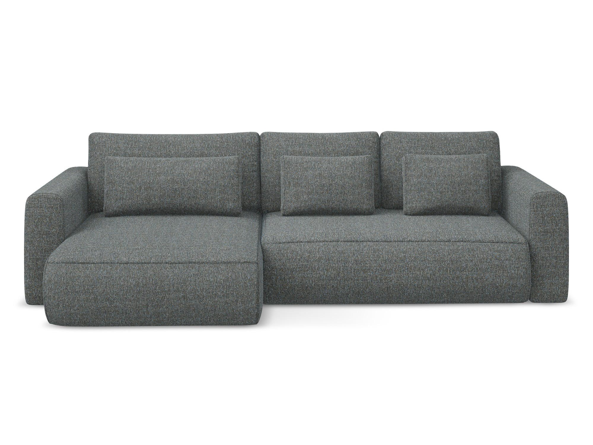 ECKSOFA mit Schlaffunktion Strukturstoff Stoff Grau - Dunkelgrau/Schwarz, Kunststoff/Textil (149/278cm) - Makamii