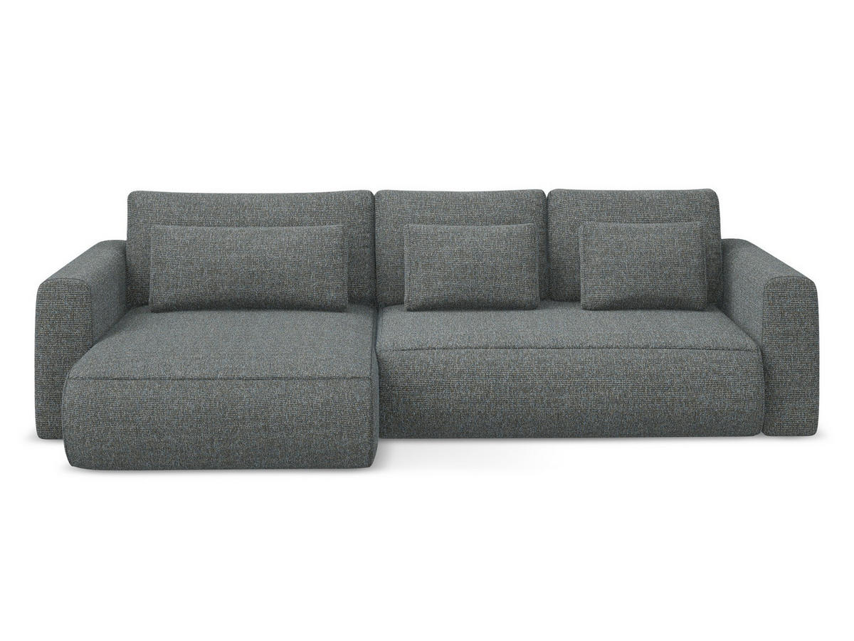 ECKSOFA mit Schlaffunktion Strukturstoff Stoff Grau - Dunkelgrau/Schwarz, Kunststoff/Textil (149/278cm) - Makamii