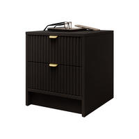 NACHTTISCH Tireno - Goldfarben/Schwarz, Holzwerkstoff/Metall (40/40/35cm) - MIRJAN24