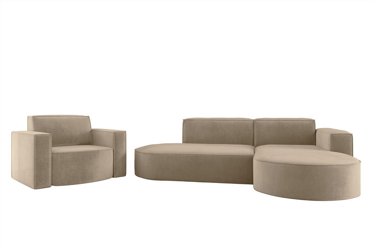 SOFASET Palma In Noel - Beige, Holzwerkstoff/Textil (236/78/165cm) - Fun Möbel