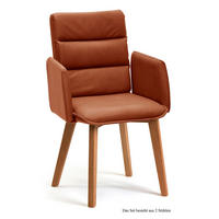 ARMLEHNSTUHL (2er-Set) Daritsa 52x92x60 Eiche geölt/Cognac - Cognac/Eichefarben, Kunststoff (60/92/52cm) - 58aufmkessel