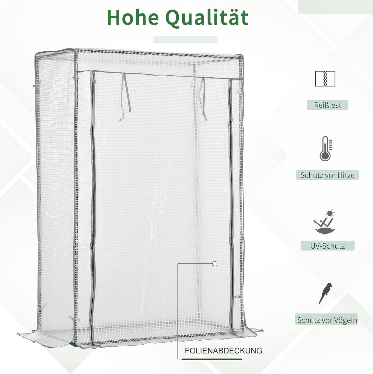 GEWÄCHSHAUS 100/50/150 cm Weiß aus Stahl mit aufrollbarer Tür - Weiß, Metall (50/150/100cm) - OKMYHOME