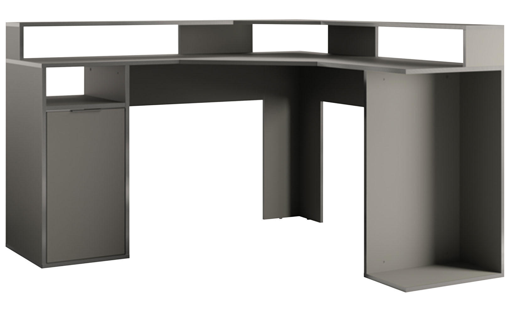 GAMING-SCHREIBTISCH Carbon graphitgrau 139 / 139 / 89cm - Graphitfarben, Holz/Holzwerkstoff (139/139/89cm) - Feldmann-Wohnen