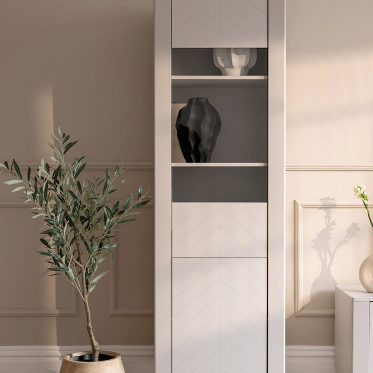 VITRINE Malumi MM-4 60 x 197 x 40,5 cm Kaschmir - Kaschmir, Holzwerkstoff (60/197/40.5cm) - Koseto