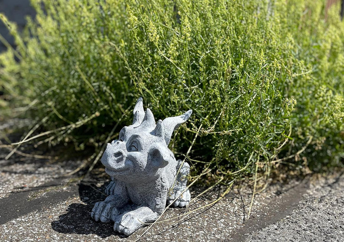 STEINFIGUR Drache Filou frostfest wetterfest Gartenfigur - Grau, Stein (21/17/15cm) - stoneandstyle