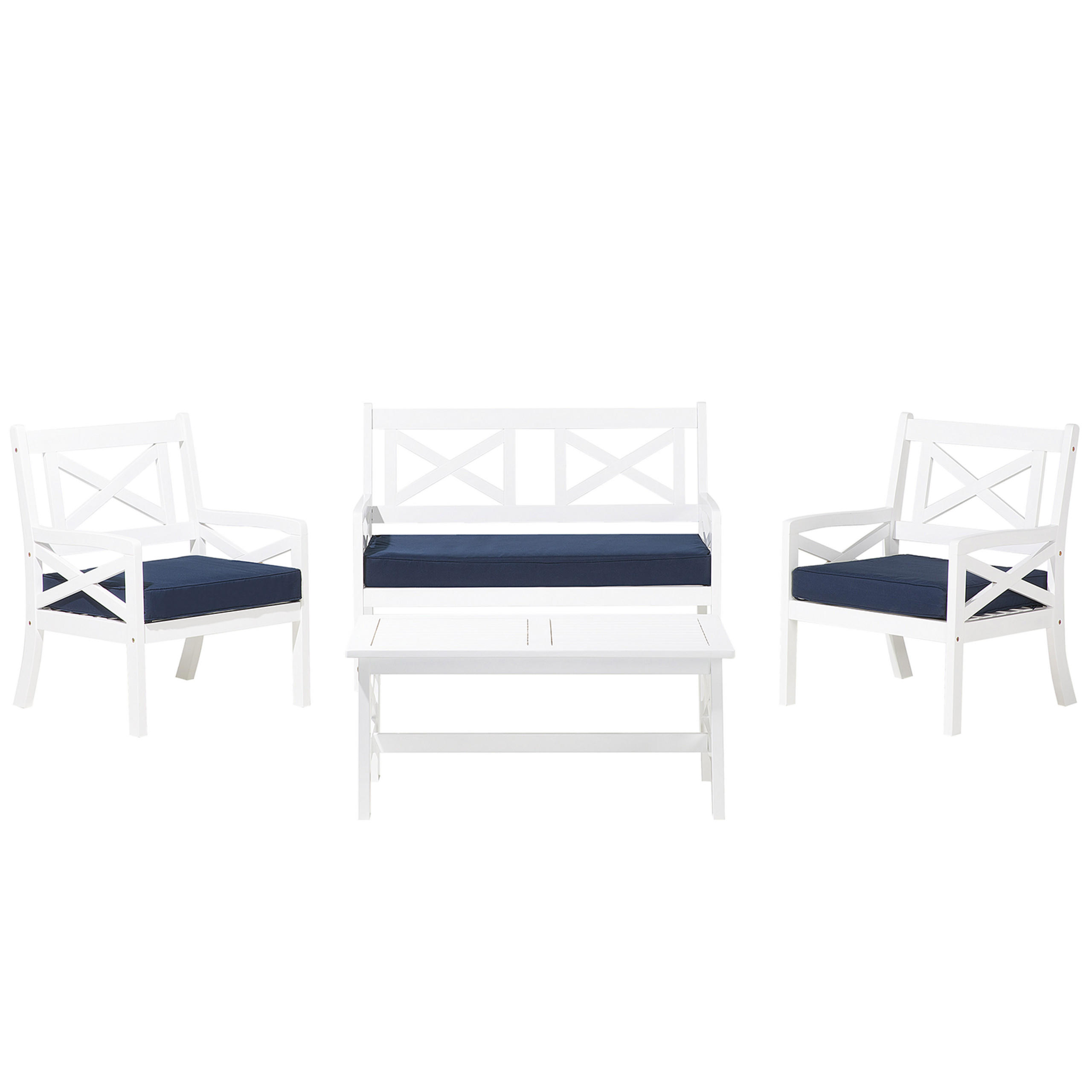 LOUNGE-SET 4-sitzer Akazienholz Weiß Baltic - Weiß, Holz - Beliani