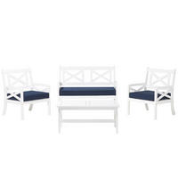 LOUNGE-SET 4-sitzer Akazienholz Weiß Baltic - Weiß, Holz - Beliani