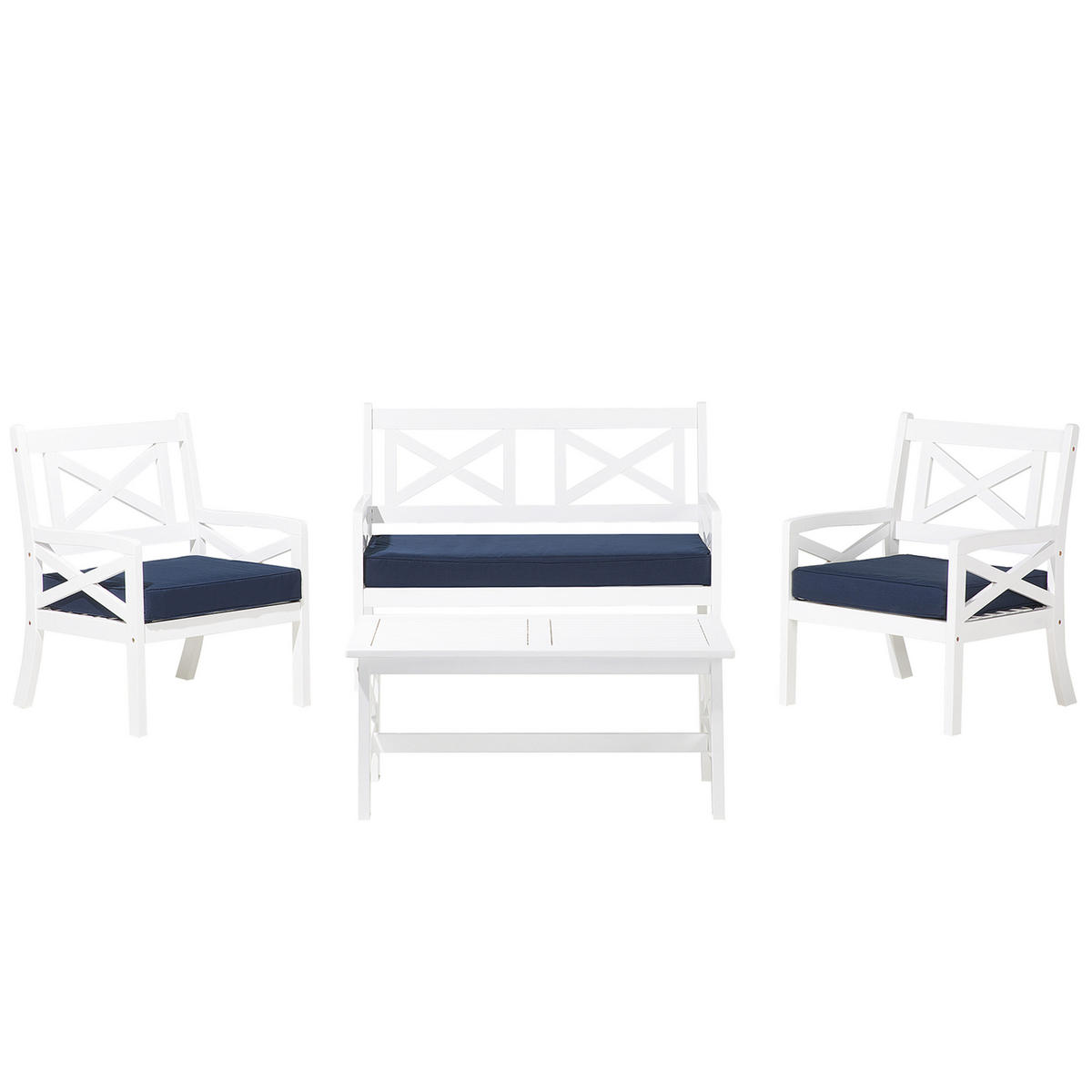 LOUNGE-SET 4-sitzer Akazienholz Weiß Baltic - Weiß, Holz - Beliani
