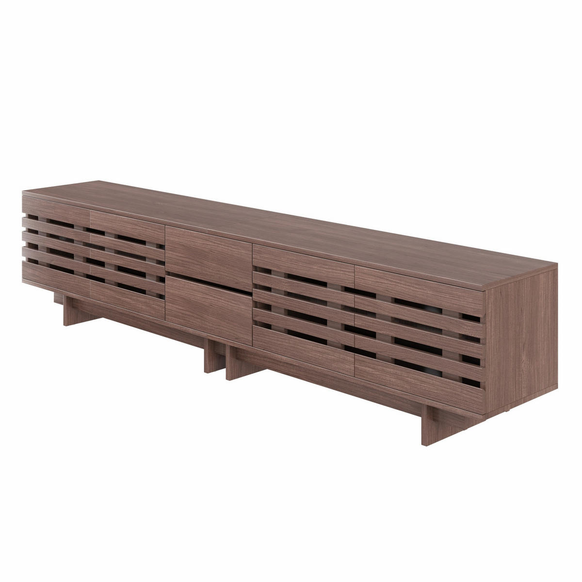 TV-SCHRANK 200/39,5/55 cm Walnuss für 80 Zoll mit 2 Schubladen und 4 Türen - Nussbaumfarben, Holzwerkstoff (200/55/39.5cm) - Oxeza