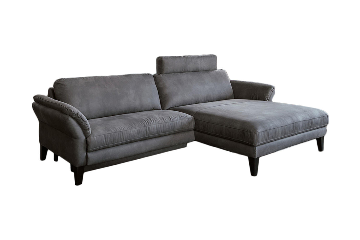 ECKSOFA MIT MOTORISCHER RELAXFUNKTION MALTA Grau Webstoff - Schwarz/Grau, Buchenholz/Textil (302/175cm) - KAWOLA