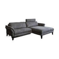 ECKSOFA MIT MOTORISCHER RELAXFUNKTION MALTA Grau Webstoff - Schwarz/Grau, Buchenholz/Textil (302/175cm) - KAWOLA