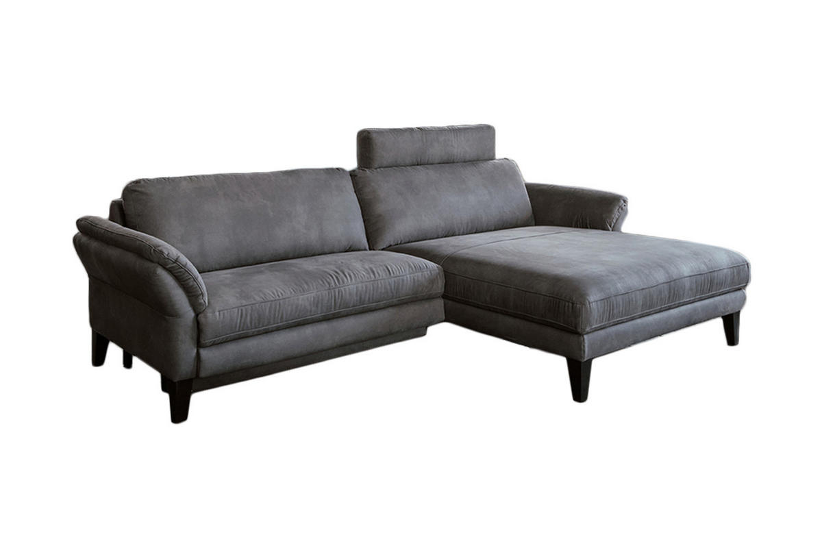 ECKSOFA MIT MOTORISCHER RELAXFUNKTION MALTA Grau Webstoff - Schwarz/Grau, Buchenholz/Textil (302/175cm) - KAWOLA