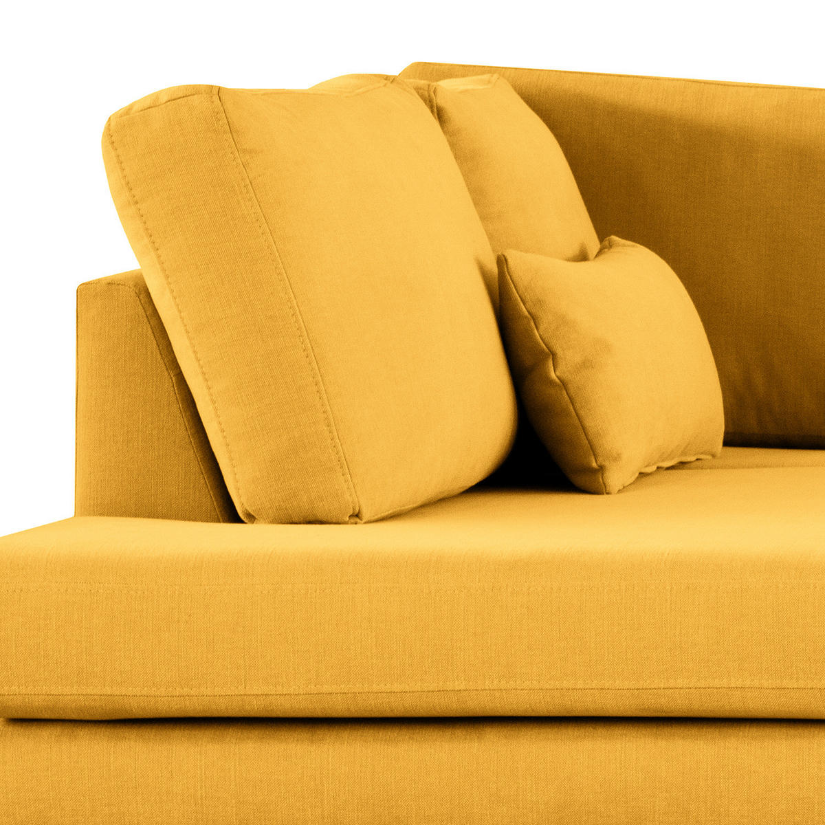 ECKSOFA mit Ottomane - Gelb/Buchefarben, Buchenholz/Textil (287/219cm) - home24