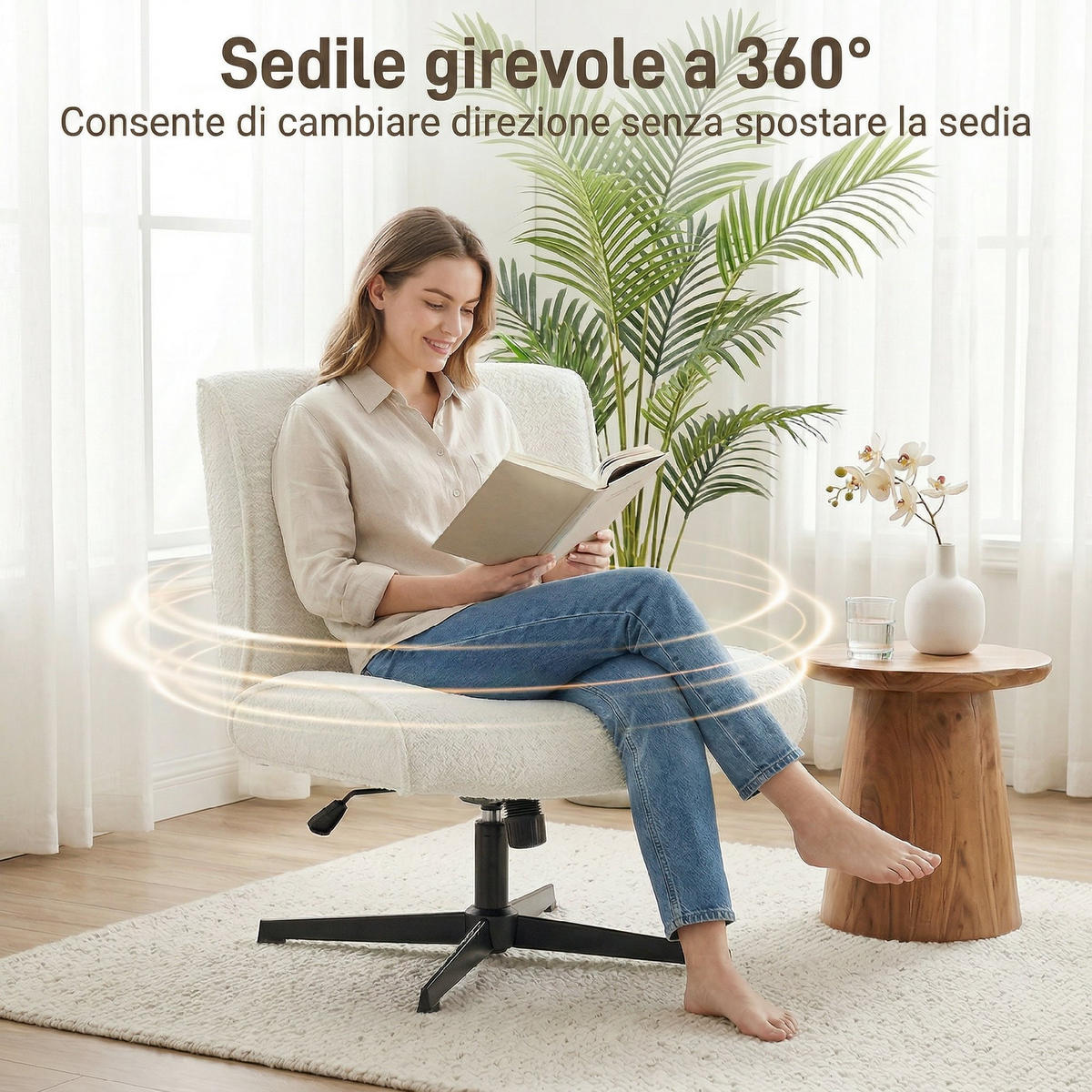 DREHSTUHL Creme 1 Stück - Creme, Naturmaterialien (63/90/75cm) - GiPP