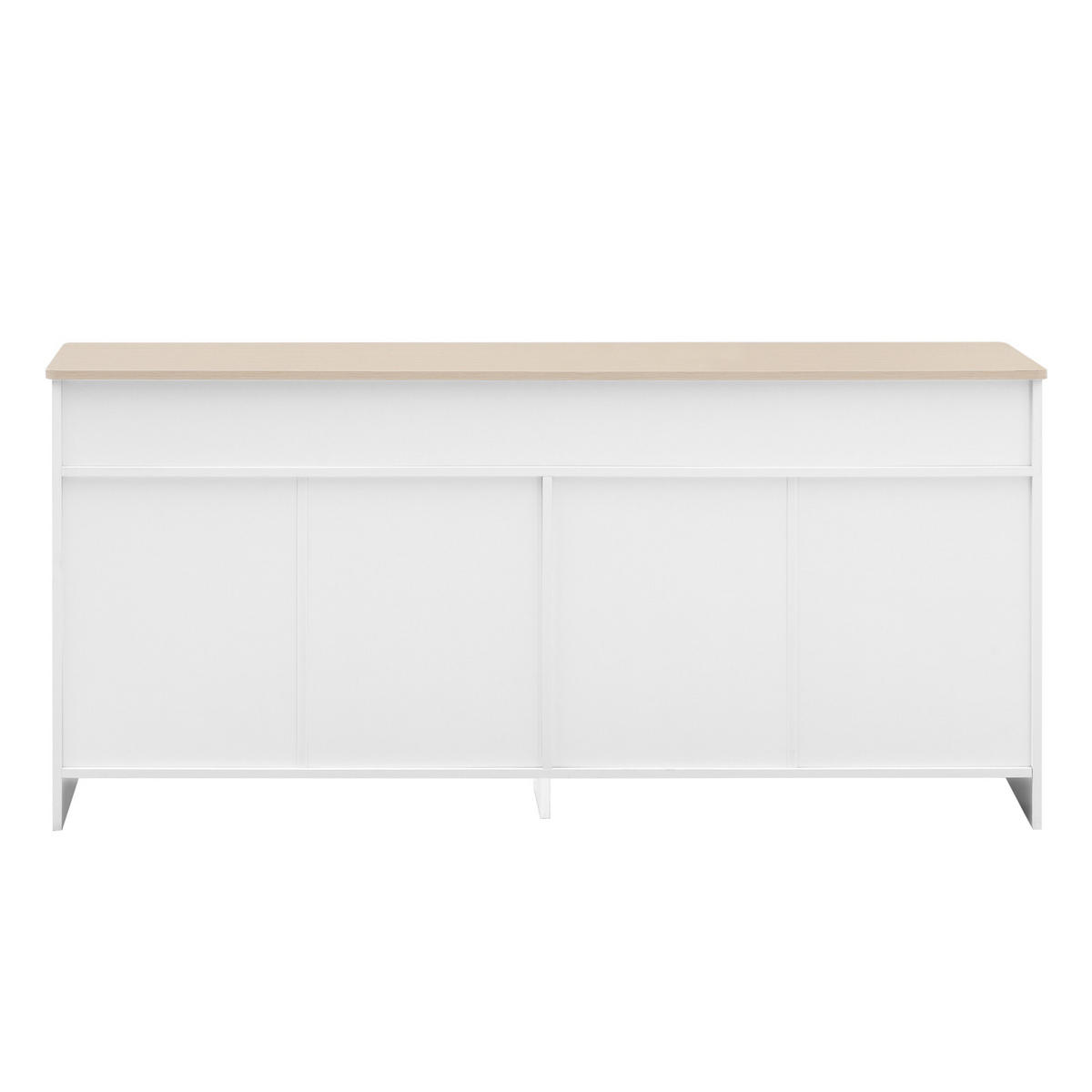 SIDEBOARD Landhausstil mit 4 Türen & 3 Schubladen 160/37/75 cm Weiß/Eiche - Weiß, Holzwerkstoff (160/75/37cm) - Creahappy