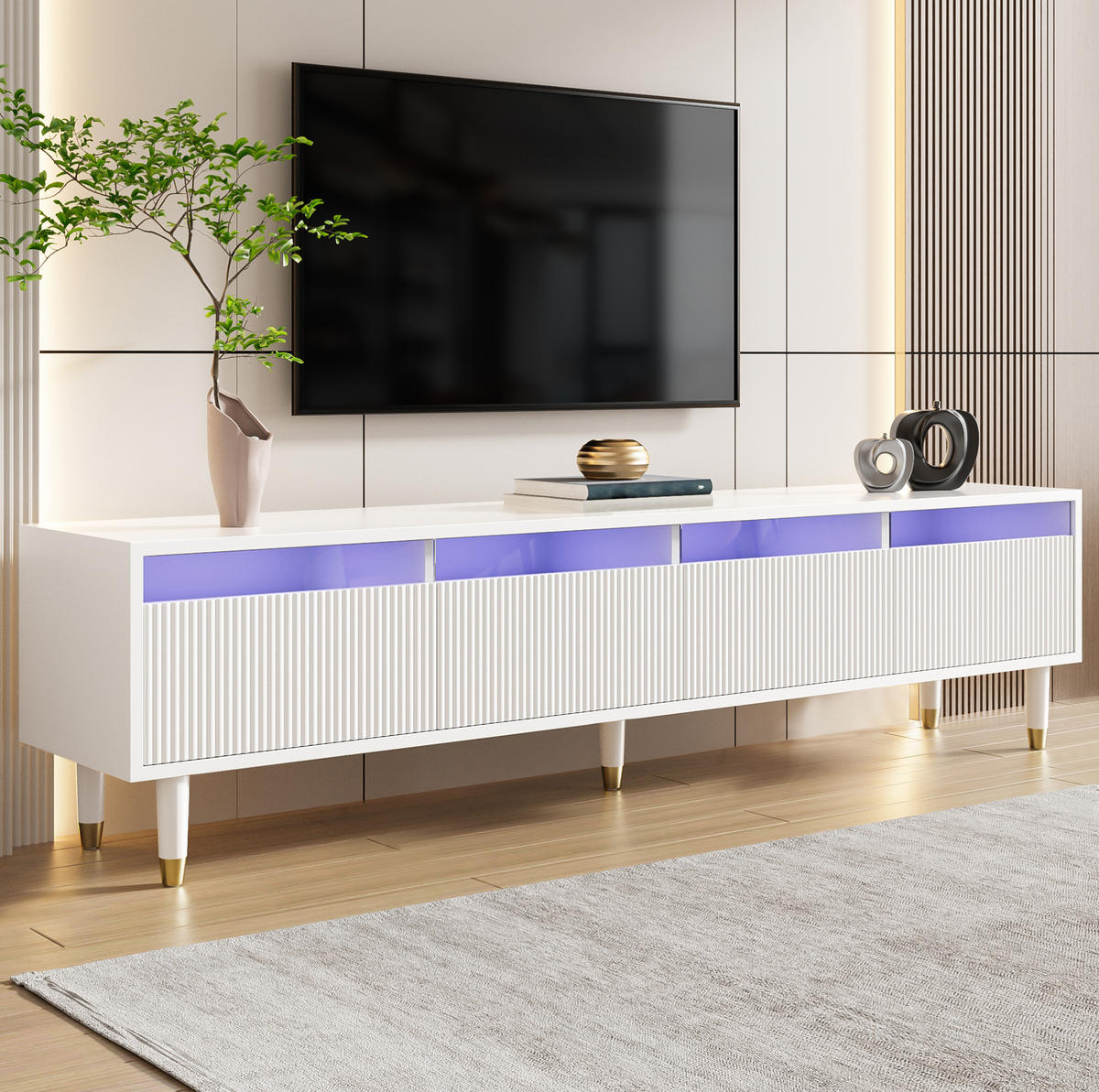 TV-SCHRANK in Weiß mit 4 Schubladen und Kabelöffnungen 178/35/45 cm - Weiß, Holzwerkstoff (178/45/35cm) - Redom
