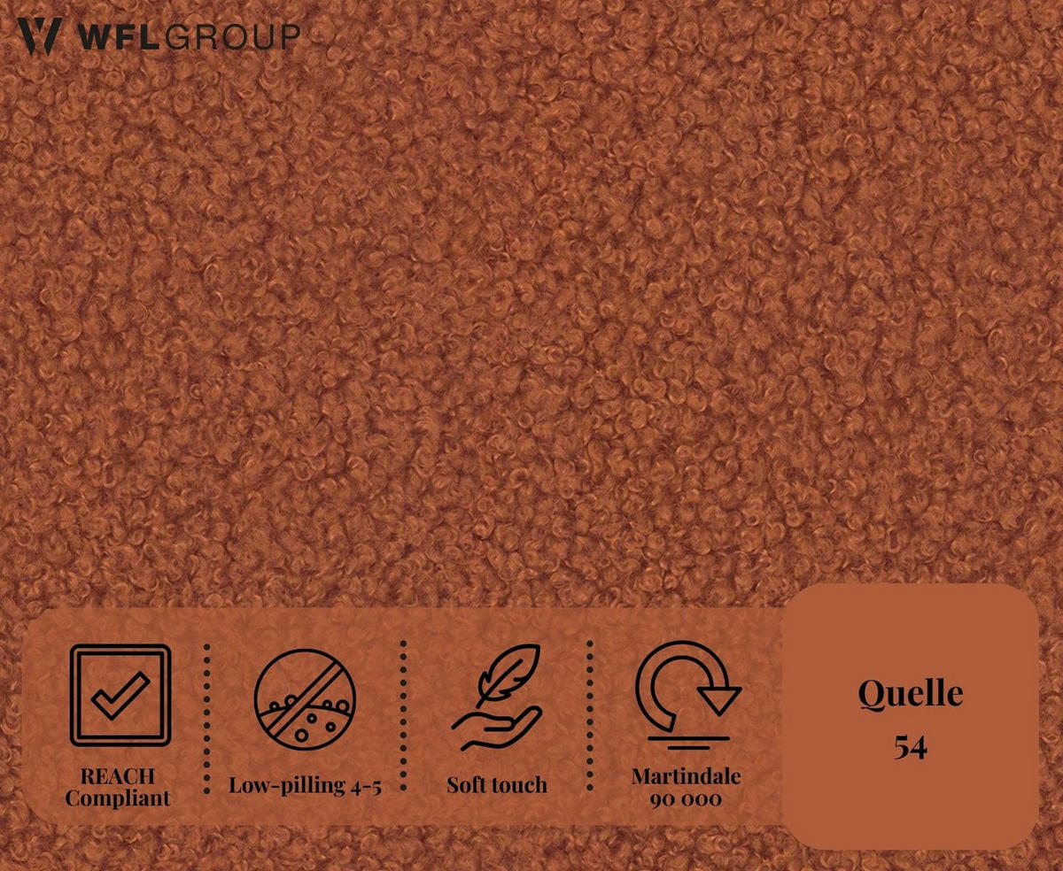 ECKSOFA Hana Loft 3-Sitzer Ecke Links, Boucle, Terra 241/80/168 cm - Terracotta/Schwarz, Textil/Metall (241/168cm) - WFL GROUP