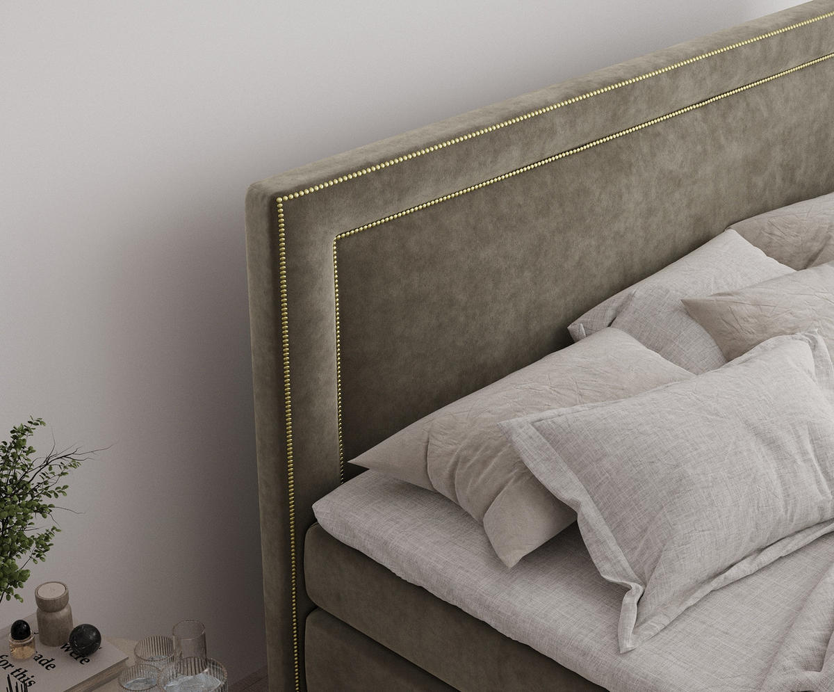 BOXSPRINGBETT Luxora Taupe 180/200 cm - Taupe/Schwarz, Holz/Holzwerkstoff (180/200cm) - Maison de Reve
