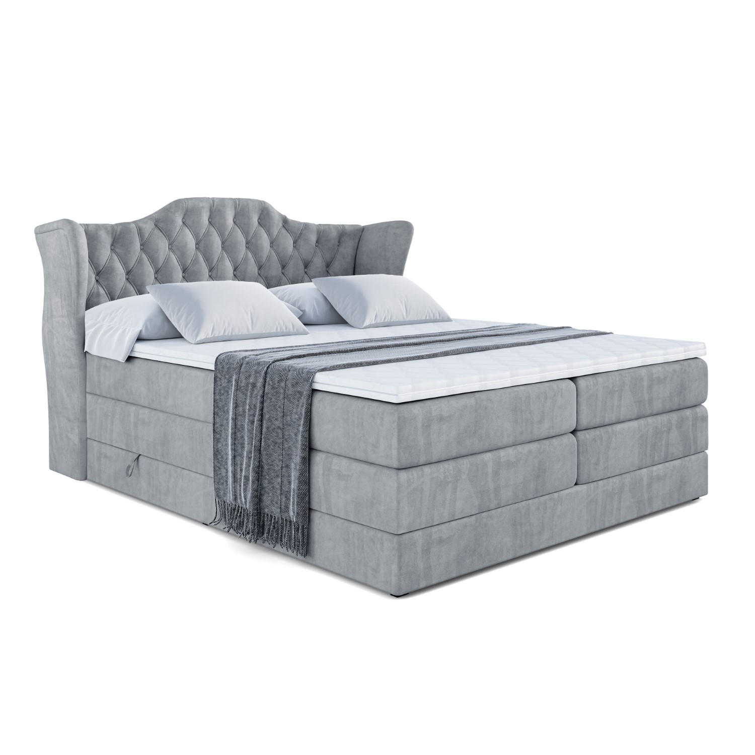 BOXSPRINGBETT VILA KING - 140x200 - H3/H4 - Grau - Grau, Holzwerkstoff (140/200cm) - ALTDECOR